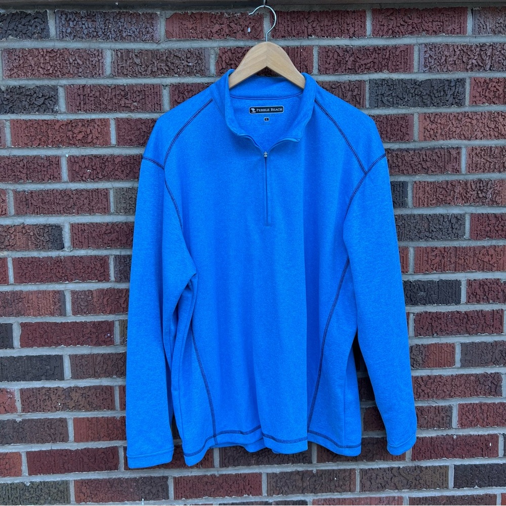 Pebble Beach Marled Bright Light Blue Performance 1/4 Zip Up Pullover Jacket